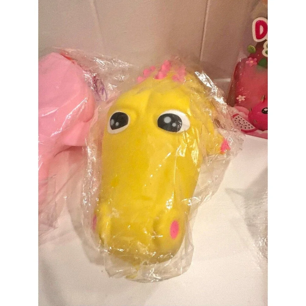 RMS Crazy Fun Five Below JUMBO squishy Lot - Duck , peach dragon fruit squish